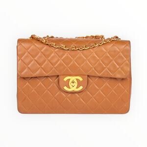 Vintage Chanel Jumbo Caramel Lamb Leather Flap Bag